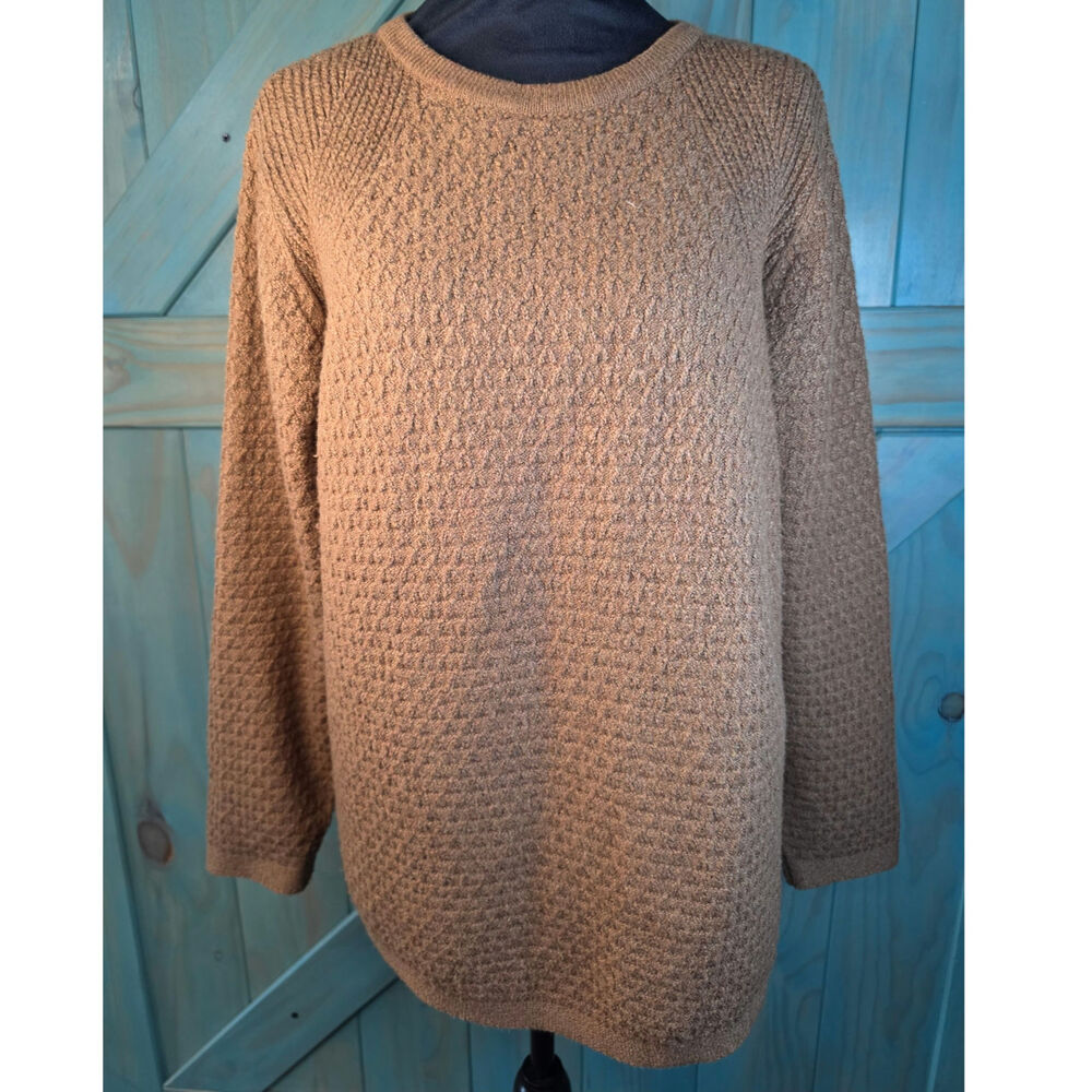 J. Jill Waffle Textured Knit Tunic Pullover Sweater Crew Neckline Raglan Sleeve